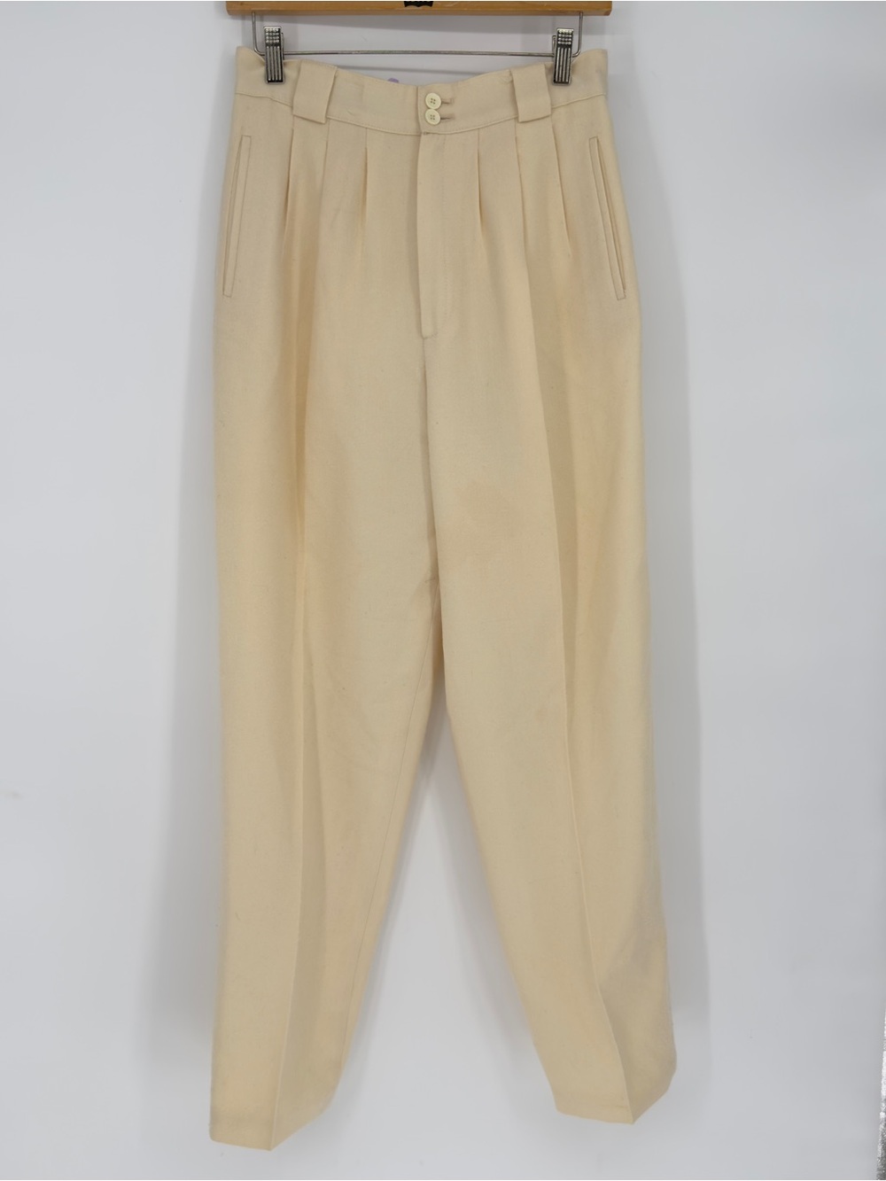 Giorgio Sant’Angelo 100% Wool Cream Trousers Sz 10 Womens